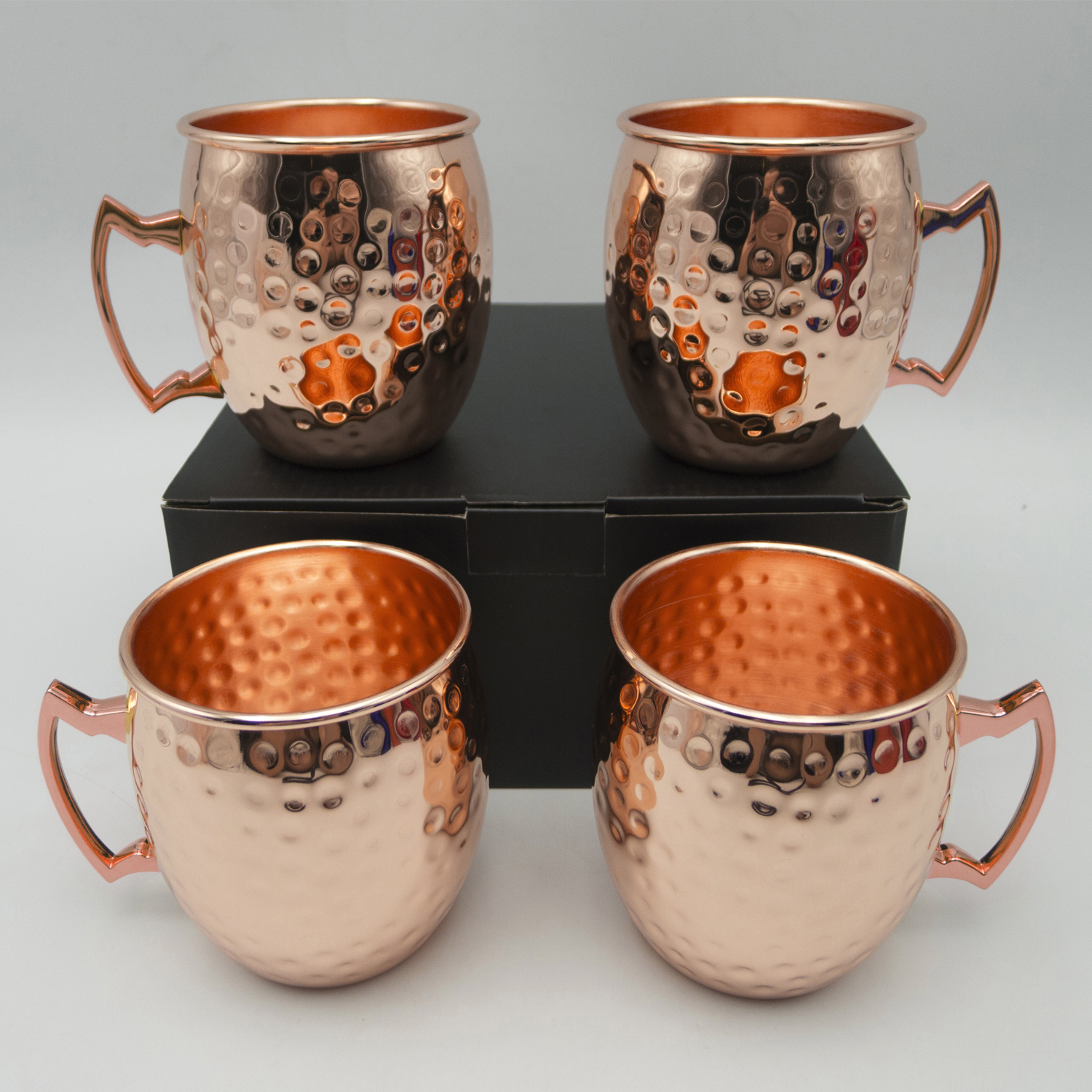 Set de 4 Mugs Encobrizados Martillados M77 - Imagen 2