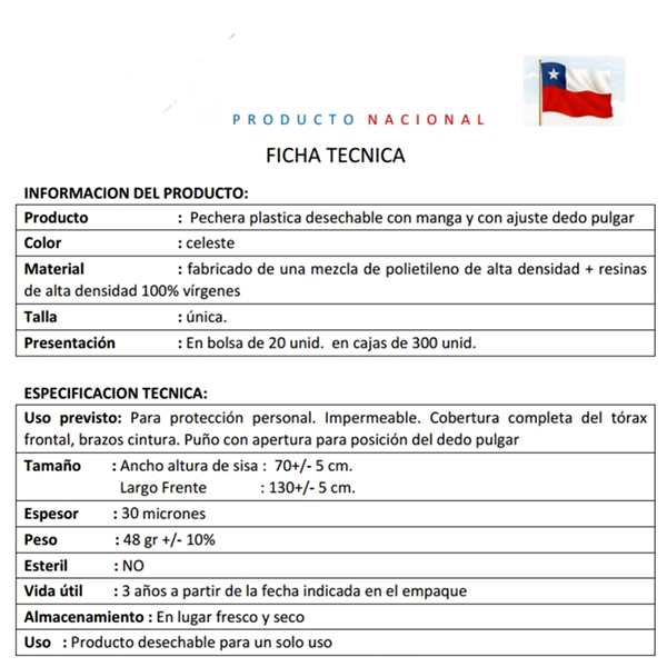 Pechera con Cinta de Amarre y Ojal - Imagen 3